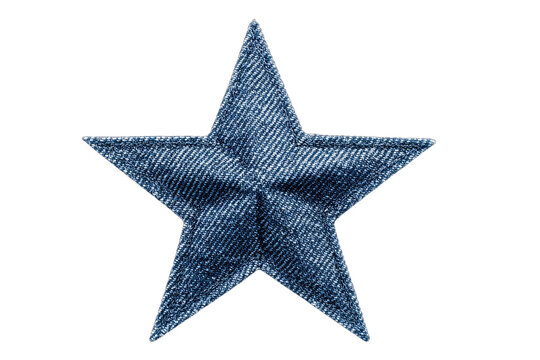 A five-pointed star shape rendered in denim fabric texture