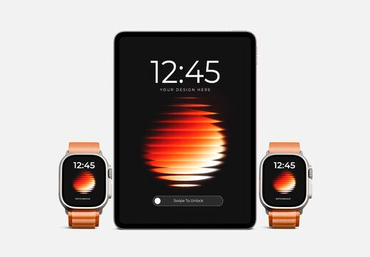 Tablet and Smartwatch Mockup Set