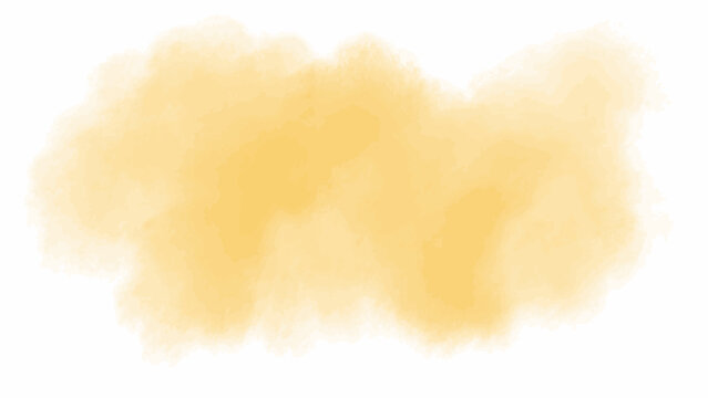 Abstract yellow watercolor stain with rough edges. Bright hand-drawn paint element for sunny and cheerful designs.