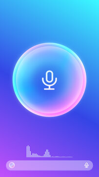 Smart AI personal assistant UI app screen , mobile artificial intelligence chatbot tool interface, abstract colorful gradient representing voice generation technology concept illustration