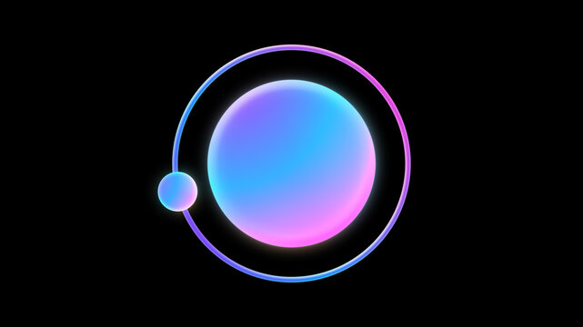 Abstract colorful gradient circle isolated on black background. Futuristic AI assistant logo screen , artificial intelligence image generation app concept, creative science and technology illustration