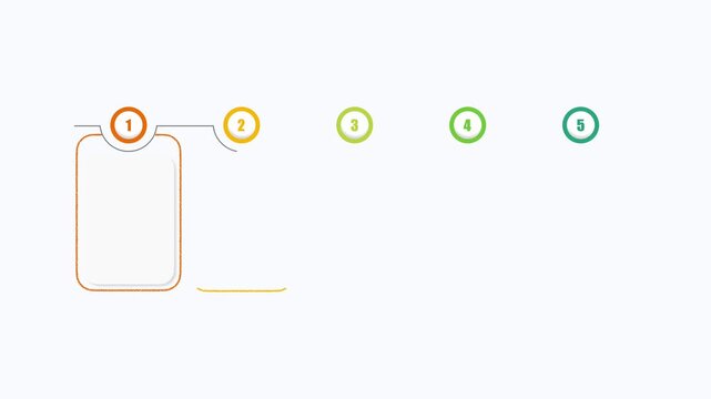 animated video of business infographics  rectangle shape 5 and 7 steps with multi color label  for workflow, presentation, 4k animation