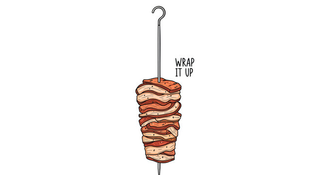 Doner kebab, shawarma, gyro meat, food icon, vector illustration