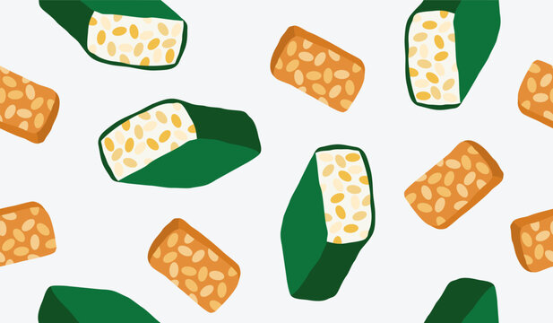 Cute tempeh pattern background vector design
