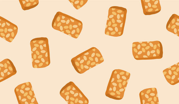 Cute tempeh pattern background vector design