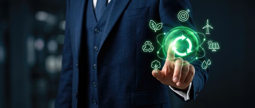 Innovative sustainability actions in corporate business settings with digital eco-friendly technology integration and green solutions for a better future
