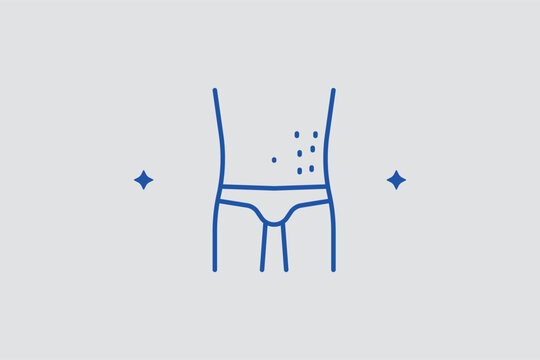 Body skin irritation line icon for identifying hives and allergic skin conditions. Informational vector illustration for allergy testing centers and medical diagnostic manuals.