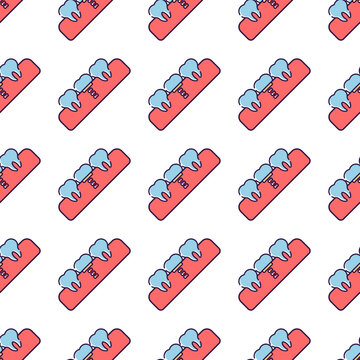 Pixel art dental pattern with teeth isolated on transparent background