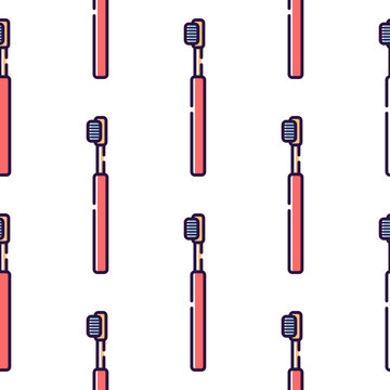 Seamless pattern of dental toothbrushes isolated on a transparent background