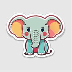 Fototapeta premium Cute Cartoon Elephant Sticker