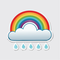 Obraz premium Rainbow and Rain Cloud Illustration