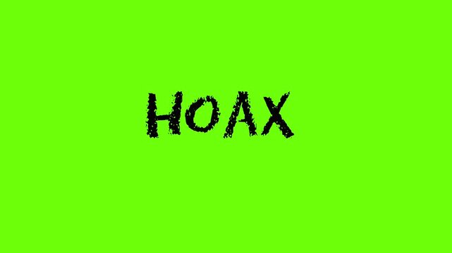 Hoax text on a vibrant green background, a visual representation of deception and misinformation.