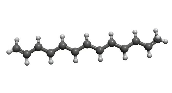 A molecular model of a hydrocarbon chain on a white background