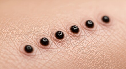 Fototapeta premium Closeup of skin with several moles or warts on surface