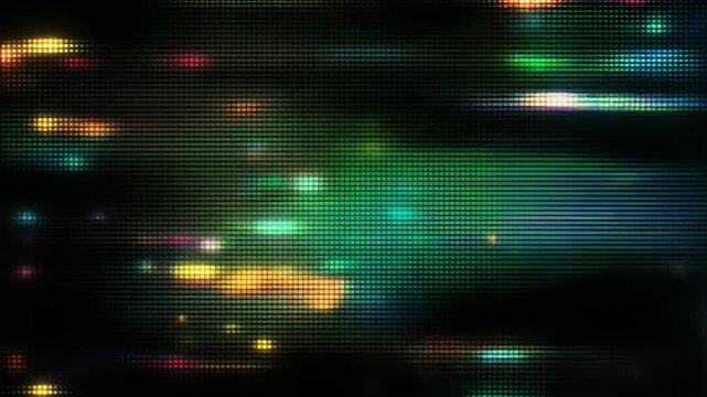 ランダムに点滅するレトロデジタルドットの暗色粒子背景