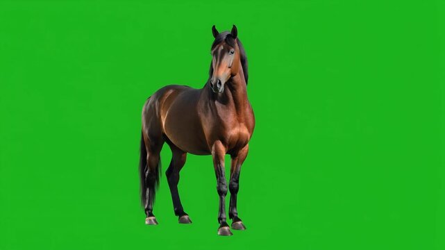 Handsome Stallion on Green Screen for Compositing or Visual Effects Uses