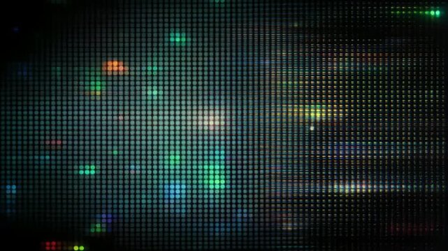ランダムに点滅するレトロデジタルドットの暗色粒子背景