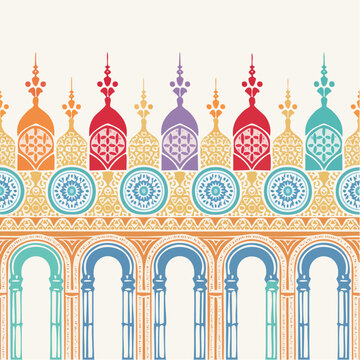 Moroccan Architectural Pattern with Arches and Decorative Elements