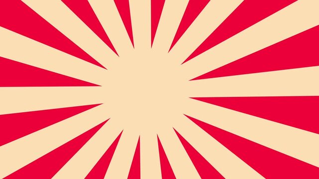 Retro Sunburst Background with Red and Beige Rays.