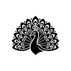 Obraz premium Peacock logo with spreading tail