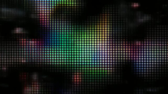 ランダムに点滅するレトロデジタルドットの暗色粒子背景