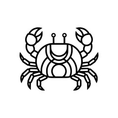 Fototapeta premium Crab monoline illustration icon with minimalist black line vector design.