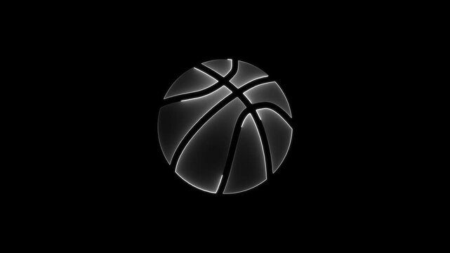 Glowing Basketball on Black Background Sports Neon Lighting Effects neon basketball sports equipment