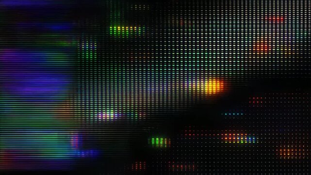 ランダムに点滅するレトロデジタルドットの暗色粒子背景