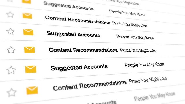 A video shows a close-up view of a social media content recommendation feed on a mobile device screen