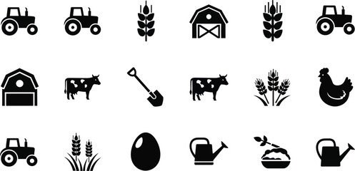 Obraz premium Farm icons illustrate modern agricultural life.