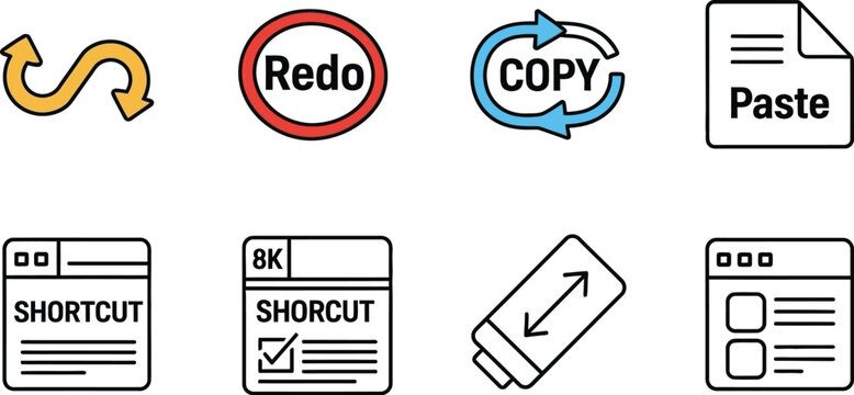 Interface icons represent common digital tasks.