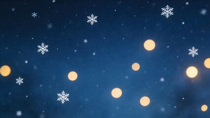 Fototapeta premium Snowflakes and bokeh lights in night sky