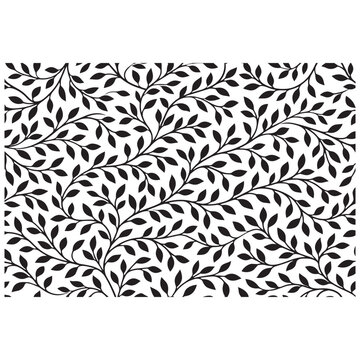 Seamless Black and White Botanical Leaf Vine Pattern &mdash; Elegant Repeating Floral Foliage Surface Design with Flowing Branches &mdash; Classic Monochrome Botanical Wallpaper and Fabric Print Vector