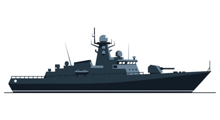 Modern Warship Silhouette - Naval Military Vessel Illustration © Bunga