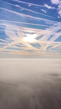 Drone Flight Over Foggy Basingstoke at Sunrise, UK