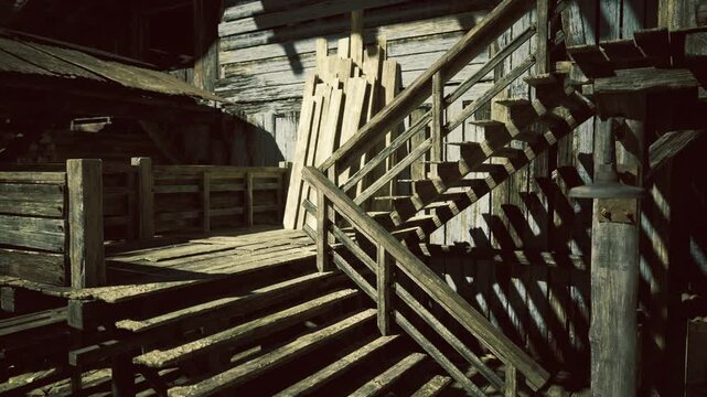 Aged waterwheel inside Namibian mine with warm glow and decay. Decaying timber and mechanical textures surround rustic waterwheel in Namibia mine interior