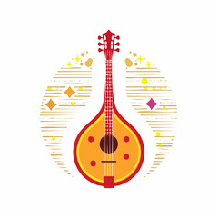 Fototapeta premium Stylized Illustration of a Bouzouki with Festive Accents
