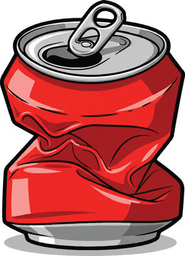 Silhouette of a Crushed Aluminum Soda Can Vector Illustration