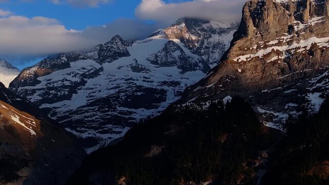 mountains in the berner alps in switzerland 4k video