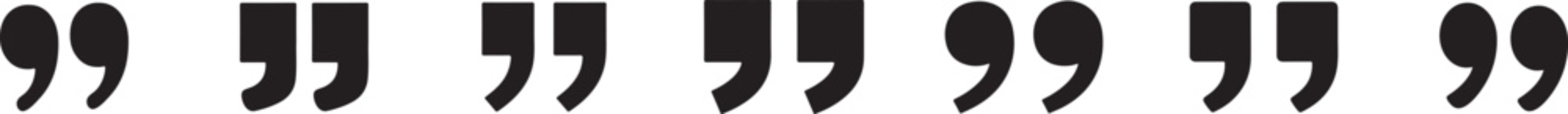 Vector graphic illustration of quotation marks in a row on white background design element