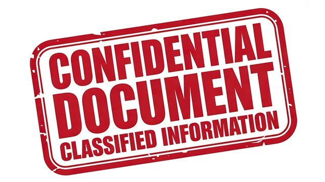 Confidential document stamp with classified information text representing security privacy and restricted access concept