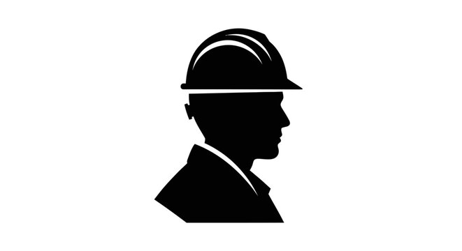 Construction worker, engineer, hard hat, silhouette, icon, black May day, EPS