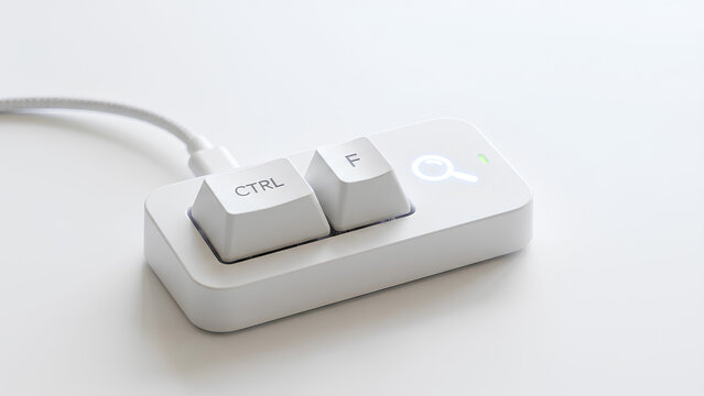 A minimal, compact keyboard with 'CTRL' and 'P' keys alongside a search icon, designed for printing or searching functions