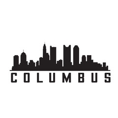 Fototapeta premium Columbus Ohio Skyline Simple Black Icon Minimal City Silhouette Vector