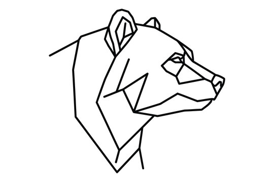 Minimalist geometric low poly bear head illustration with clean lines and modern design style