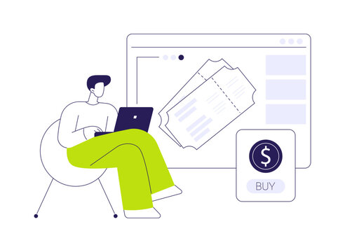 Buying tickets in advance isolated cartoon vector illustrations.
