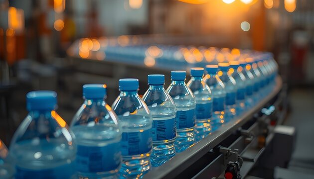 Bottled Water Production Line in Beverage Factory