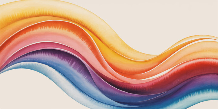 Abstract colorful wave design featuring a vibrant rainbow pattern with flowing orange and yellow curves on a light vector backdrop, creating a stylish geometric banner template for web wallpaper