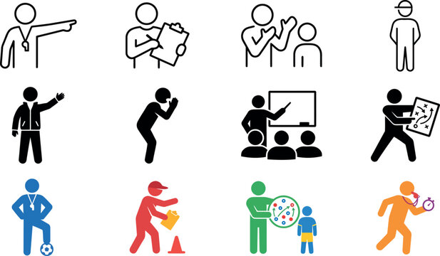 Soccer officials players icons for international soccer tournament coverage