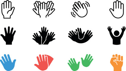 Fototapeta premium Hand gestures collection diverse hands in various poses and colors